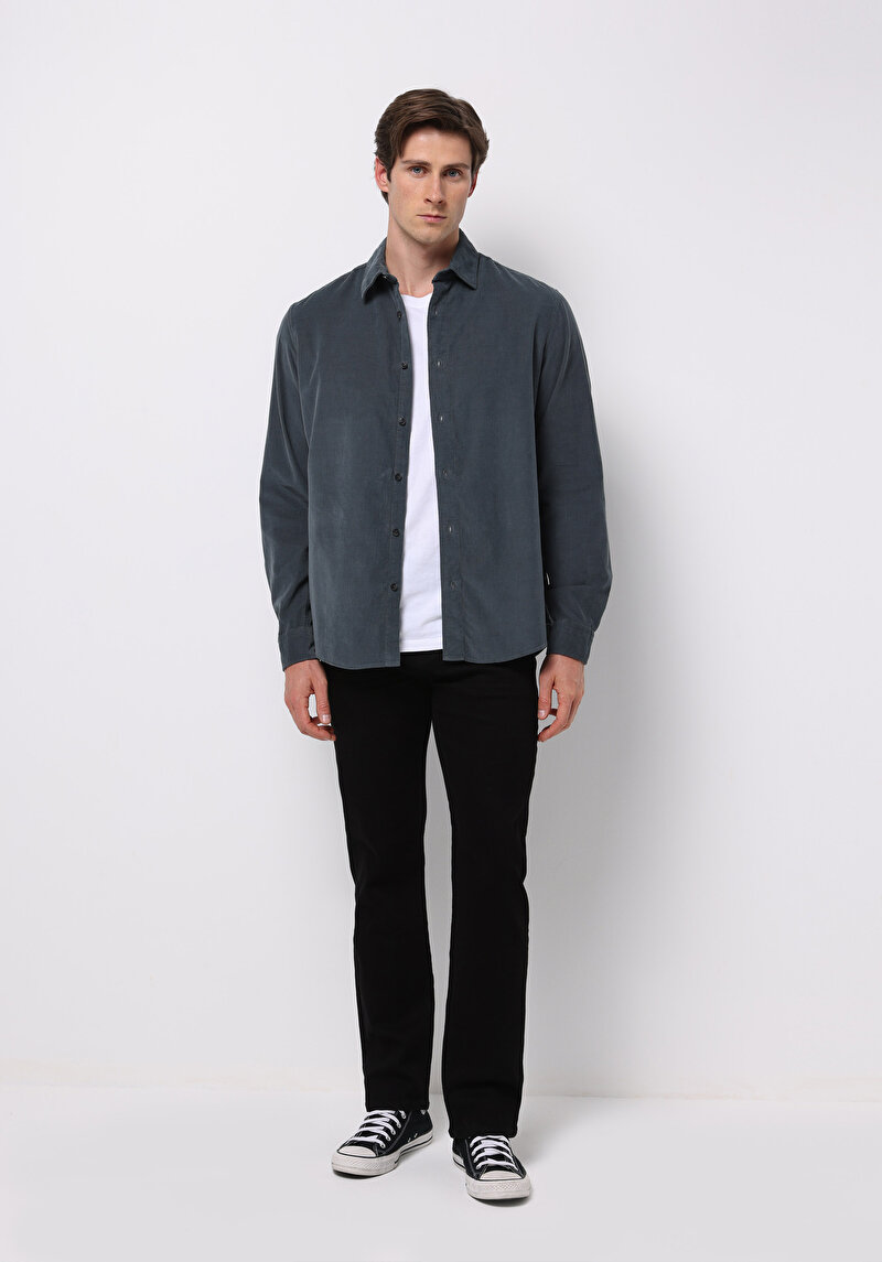 Imagine a Camasa Cu Maneca Lunga De Barbati Verde Regular Fit Cl1076851