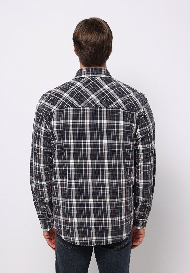 Imagine a Camasa Cu Maneca Lunga De Barbati Albastru Marin Comfort Fit Cl1076524