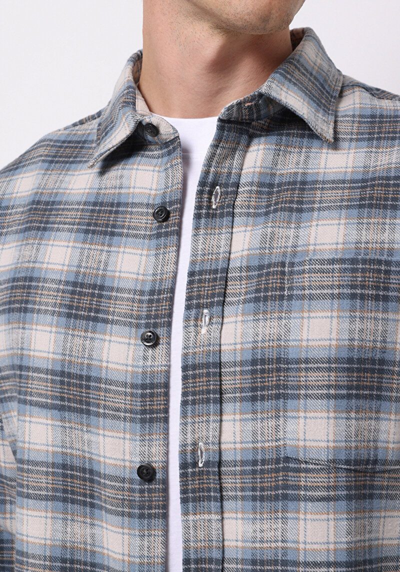 Imagine a Camasa Cu Maneca Lunga De Barbati Albastru Regular Fit Cl1076720