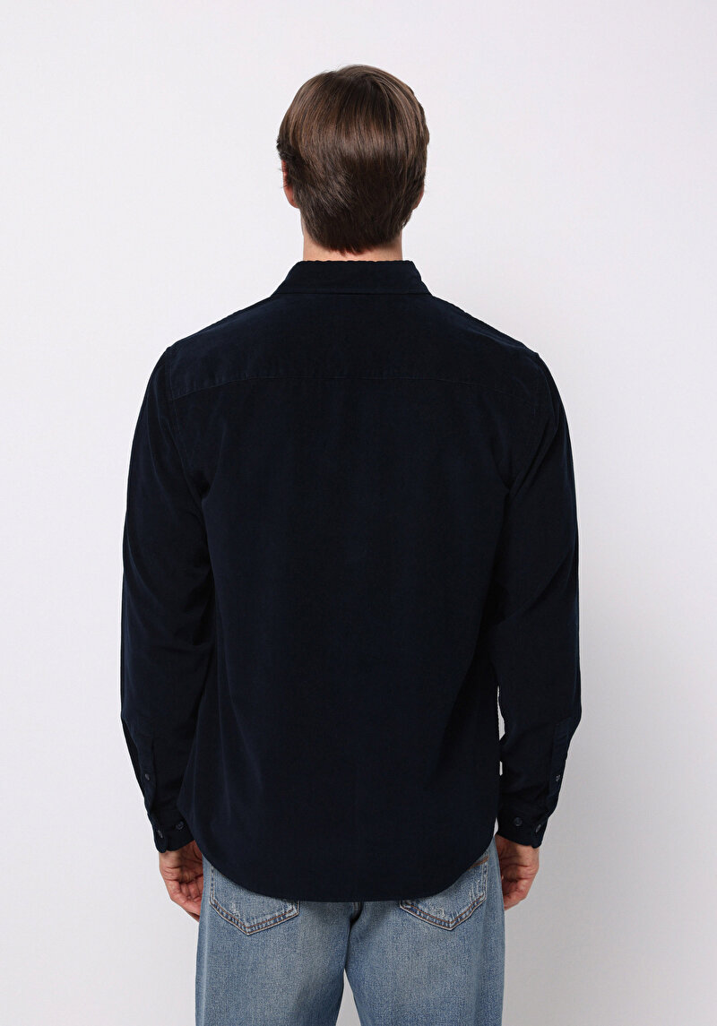 Imagine a Camasa Cu Maneca Lunga De Barbati Albastru Marin Regular Fit Cl1076851