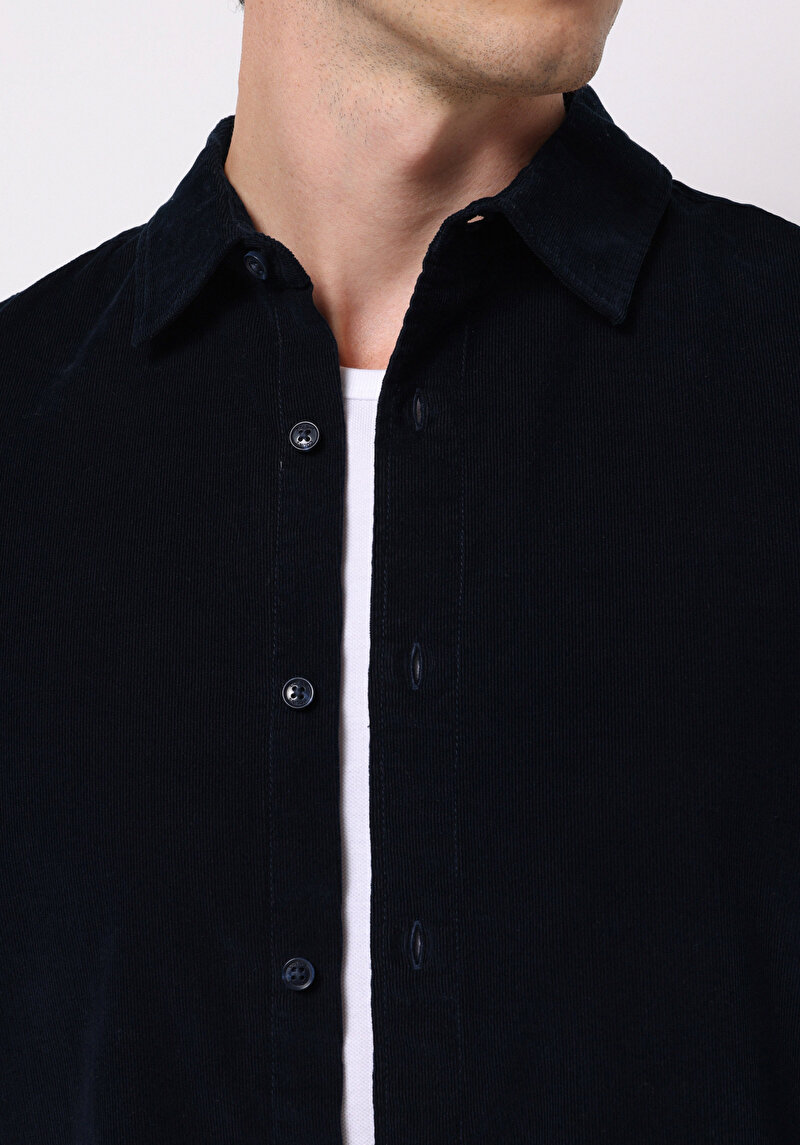 Imagine a Camasa Cu Maneca Lunga De Barbati Albastru Marin Regular Fit Cl1076851