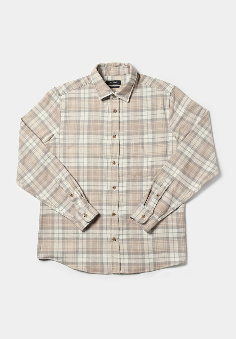 Afișați detalii pentru Camasa Cu Maneca Lunga De Barbati Bej Regular Fit  Cl1076286