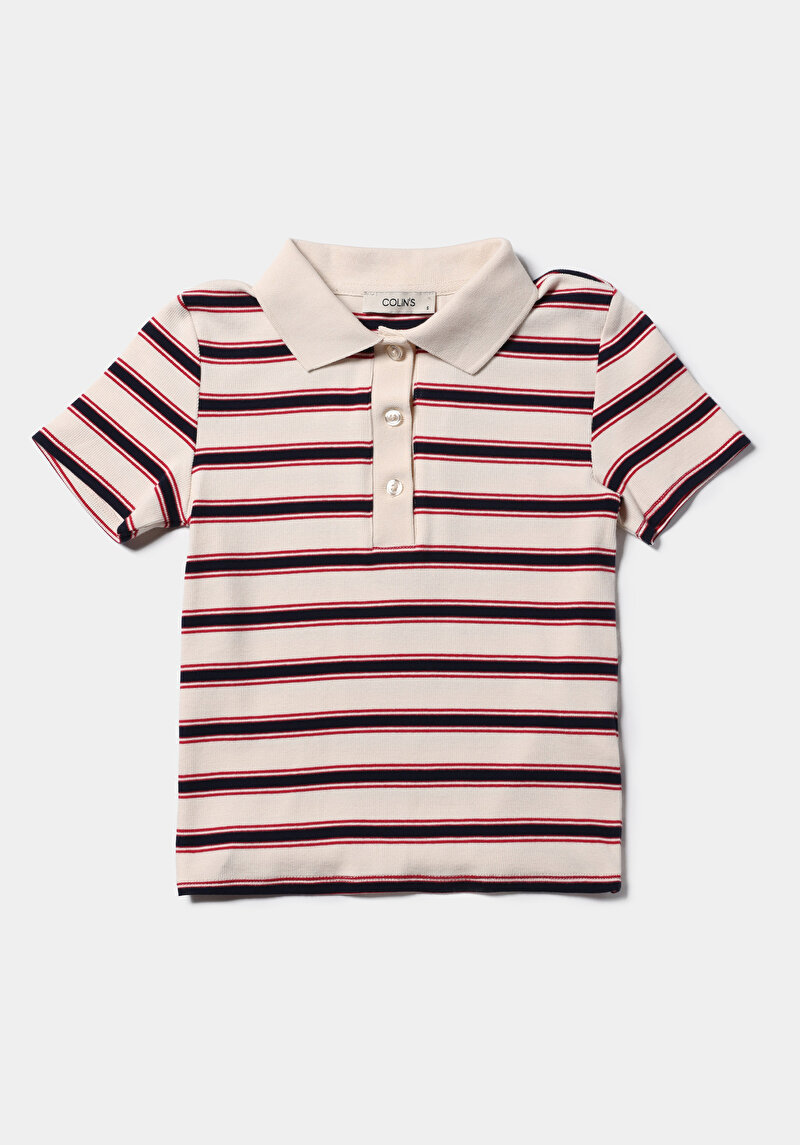 Afișați detalii pentru Tricou Polo Cu Maneca Scurta De Dama Ecru Slim Fit  Cl1075503