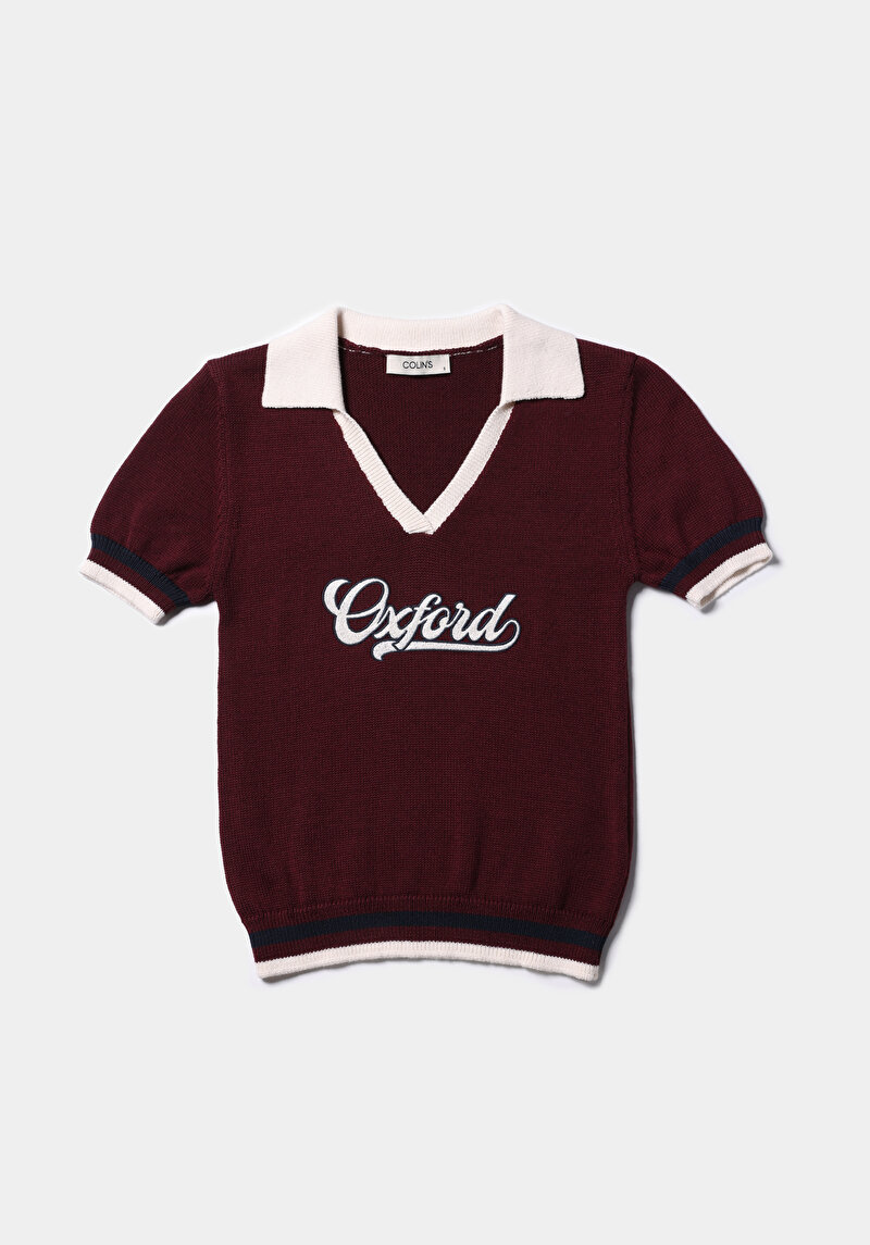 Afișați detalii pentru Pulover Cu Mâneci Scurte De Dama Bordo Slim Fit  Cl1075511