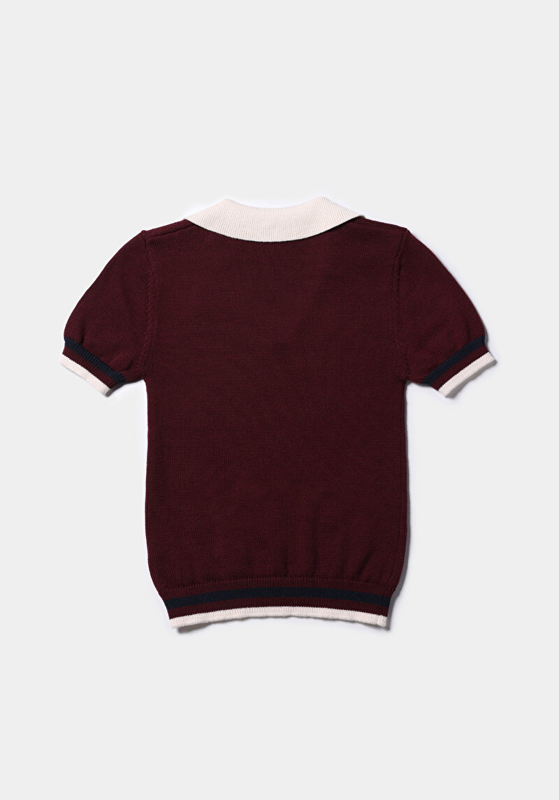 Afișați detalii pentru Pulover Cu Mâneci Scurte De Dama Bordo Slim Fit  Cl1075511