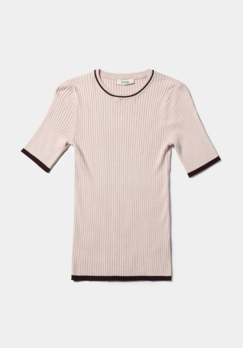 Afișați detalii pentru Pulover Cu Mâneci Scurte De Dama Bej Slim Fit  Cl1075528