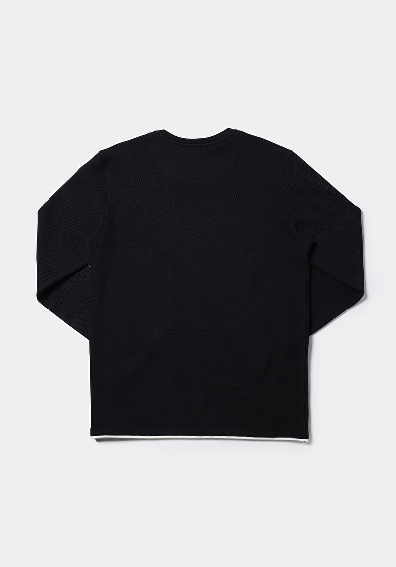 Afișați detalii pentru Tricou Cu Maneca Lunga De Barbati Negru Regular Fit  Cl1076433