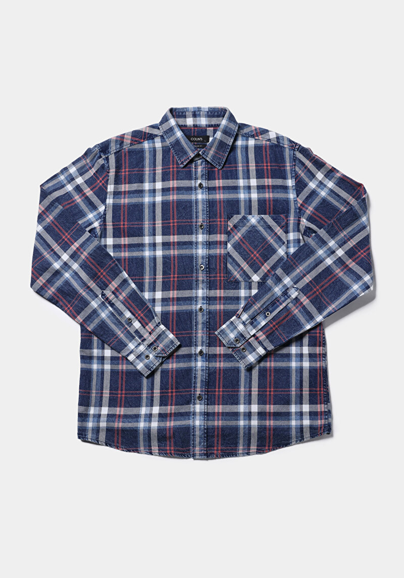 Imagine a Camasa Cu Maneca Lunga De Barbati Albastru Regular Fit Cl1077507