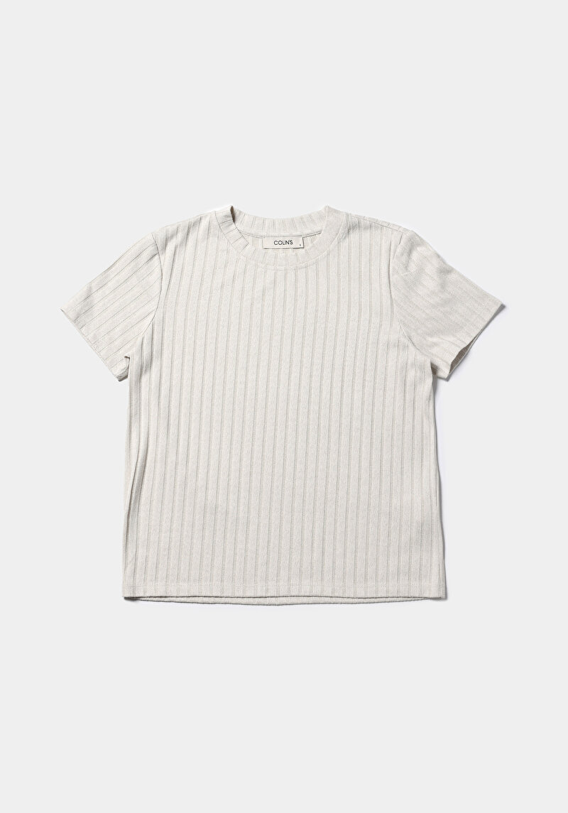 Afișați detalii pentru Pulover Cu Mâneci Scurte De Dama Ecru Regular Fit  Cl1075546