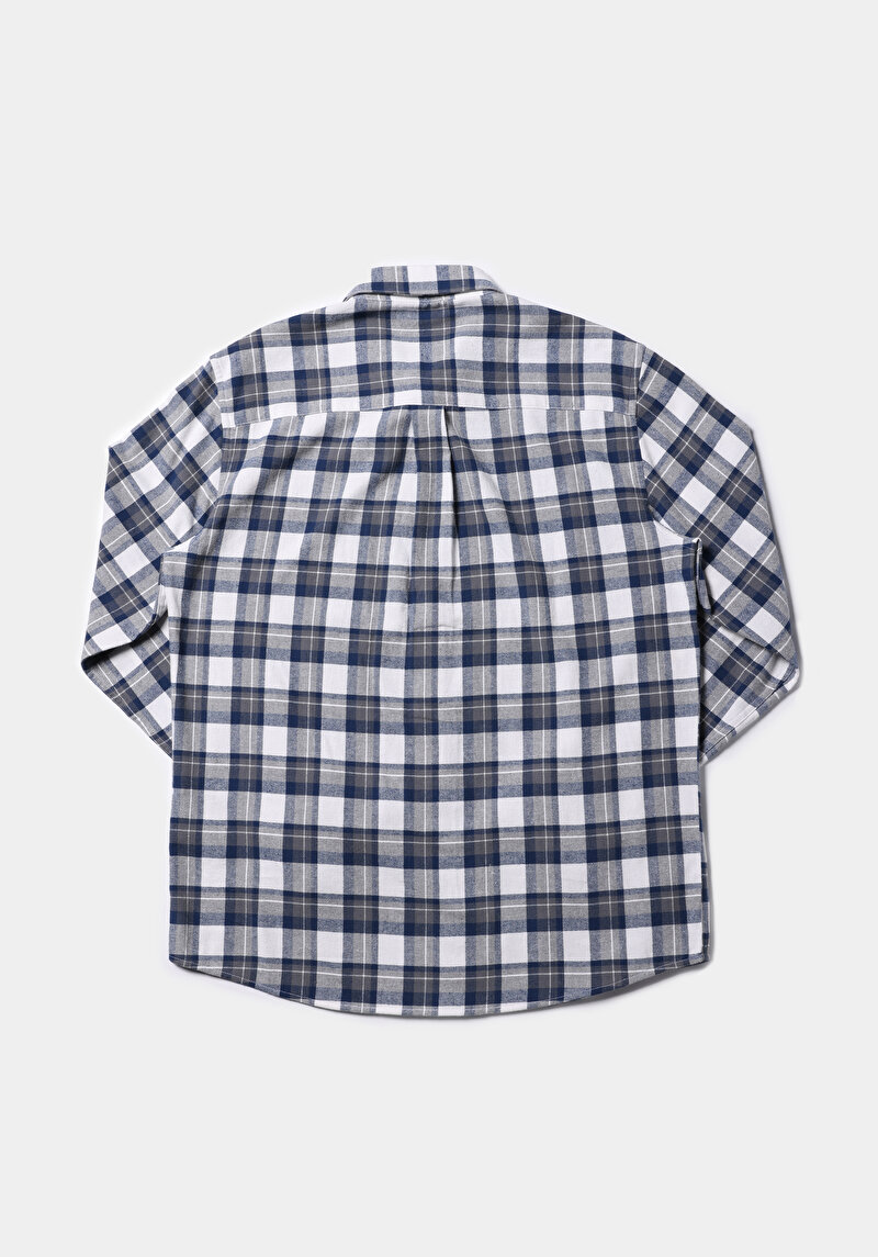 Afișați detalii pentru Cămașă Cu Gât În Carouri Cămașă Cu Mânecă Lungă Bleumarin Pentru Bărbați