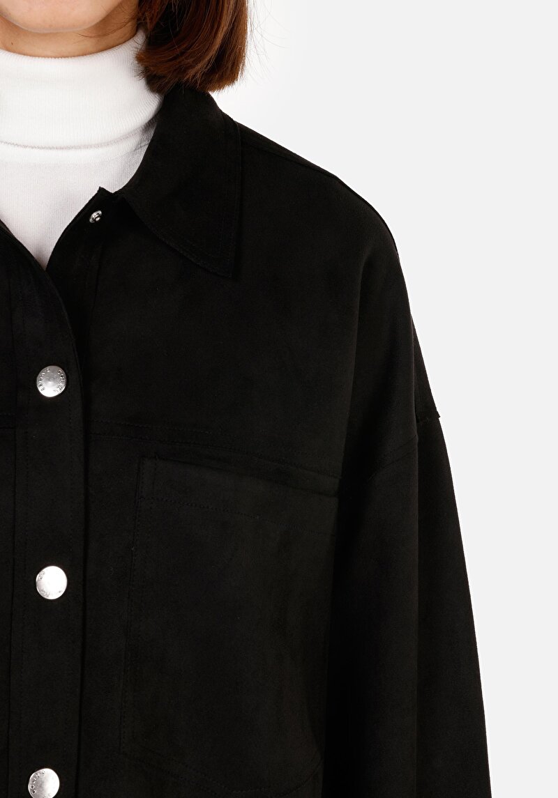 Imagine a Cămașă Cu Gât Pentru Femei Cămașă Neagră Cu Mânecă Lungă