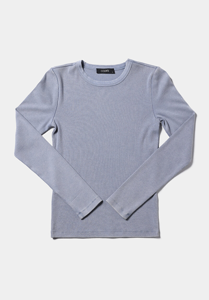 Afișați detalii pentru Tricou Cu Maneca Lunga De Dama Albastru Slim Fit  Cl1075613