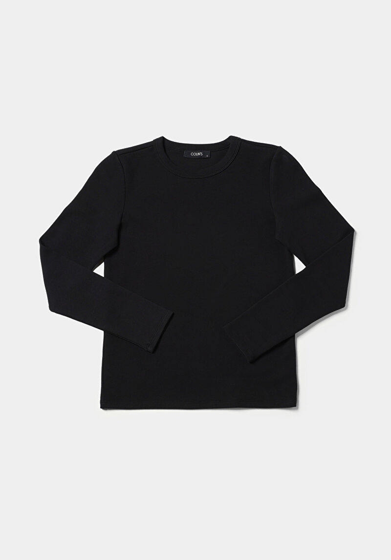 Afișați detalii pentru Tricou Cu Maneca Lunga De Dama Negru Slim Fit  Cl1076452