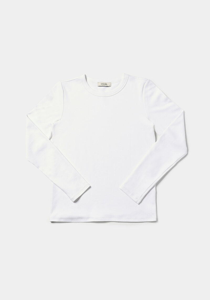 Afișați detalii pentru Tricou Cu Maneca Lunga De Dama Alb Slim Fit  Cl1076452