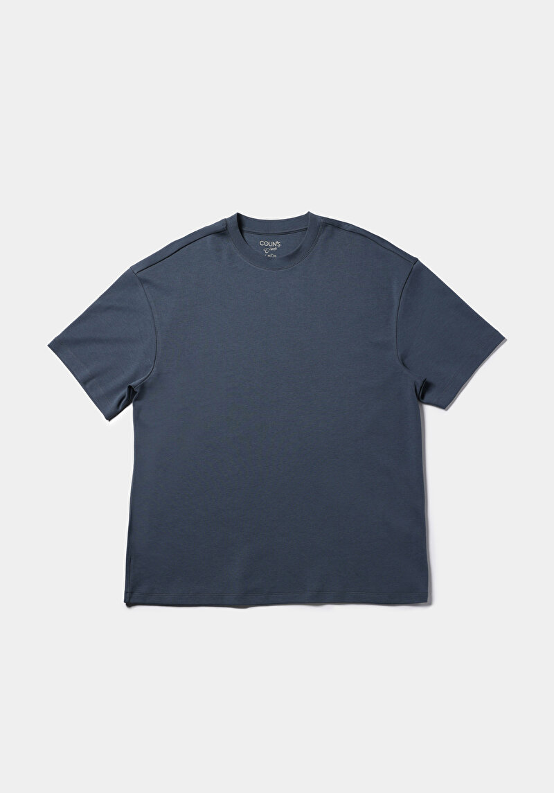 Afișați detalii pentru Tricou Cu Maneca Scurta De Barbati Albastru Oversize Fit  Cl1076602