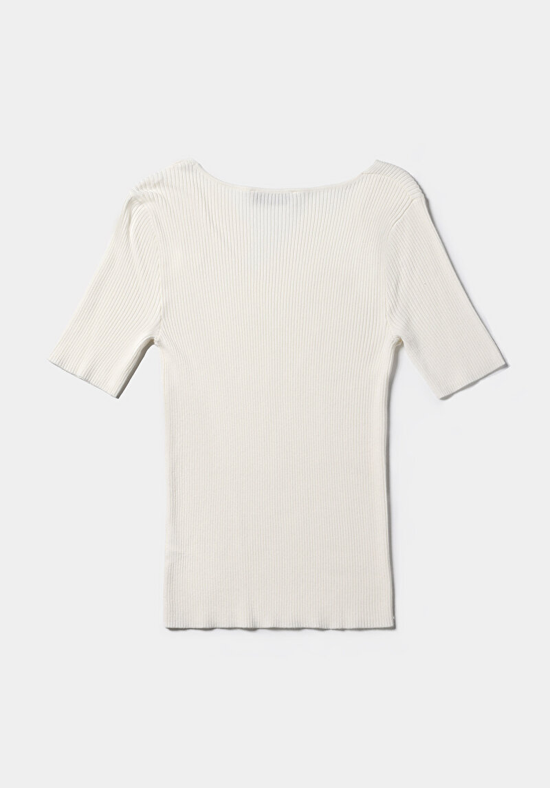 Afișați detalii pentru Pulover Cu Mâneci Scurte De Dama Alb Slim Fit  Cl1075688