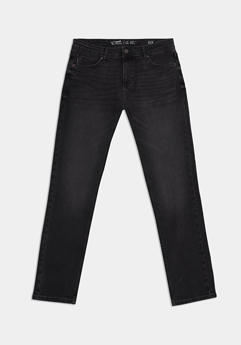 Afișați detalii pentru Blugi Negri Pentru Bărbați Cu Talie Dreaptă Cu Talie Dreaptă