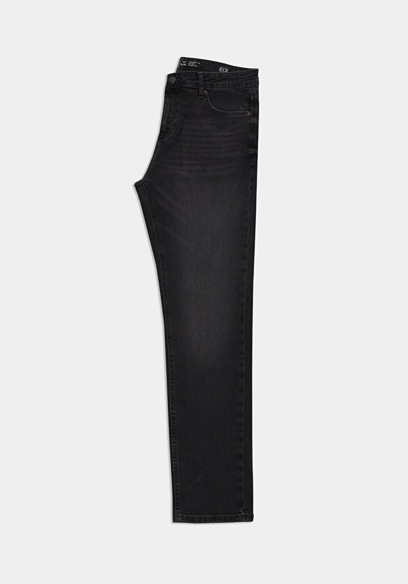 Afișați detalii pentru Blugi Negri Pentru Bărbați Cu Talie Dreaptă Cu Talie Dreaptă