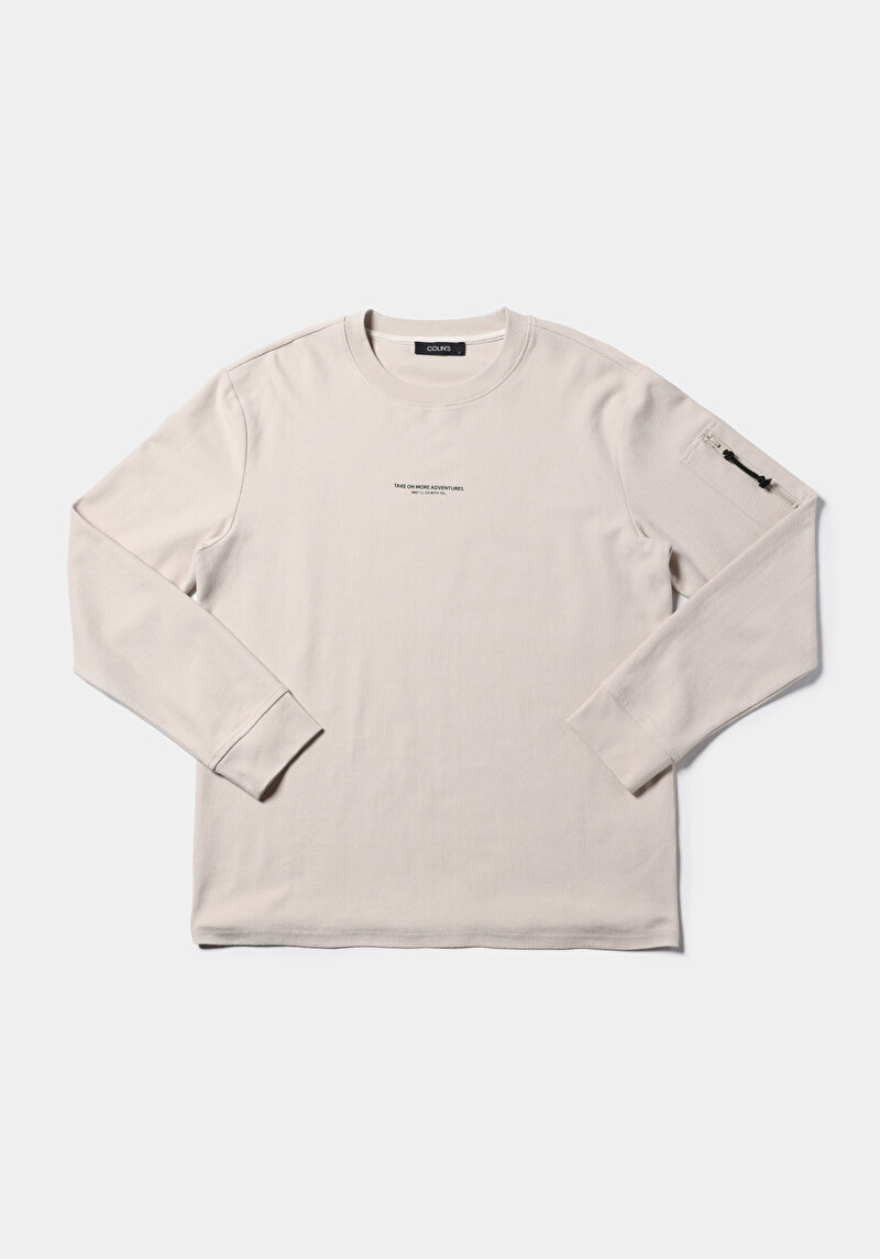 Afișați detalii pentru Tricou Cu Maneca Lunga De Barbati Bej Comfort Fit  Cl1075344