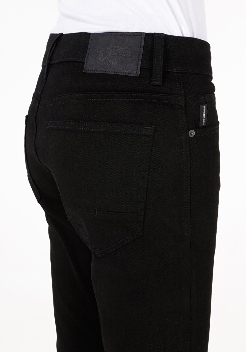 Afișați detalii pentru Blugi Negri Pentru Bărbați Cu Talie Joasă Și Talie İngustă Slim Fit