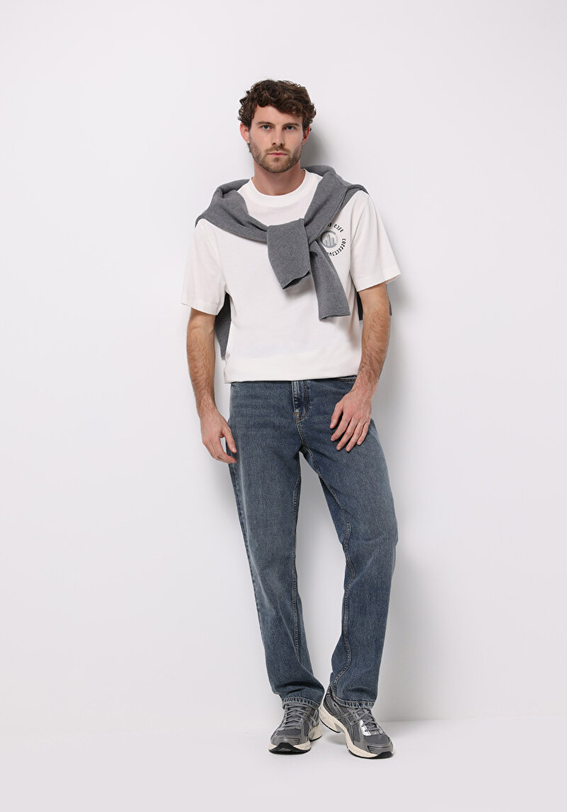 Imagine a Pantaloni De Barbati Albastru Loose Straight Fit  Cl1076978