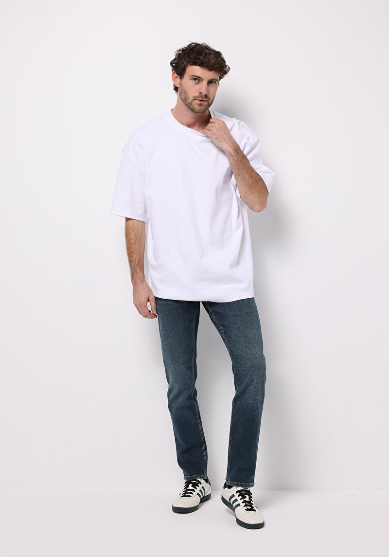 Imagine a Pantaloni De Barbati Albastru Marin Straight Fit 044 Karl Cl1077196