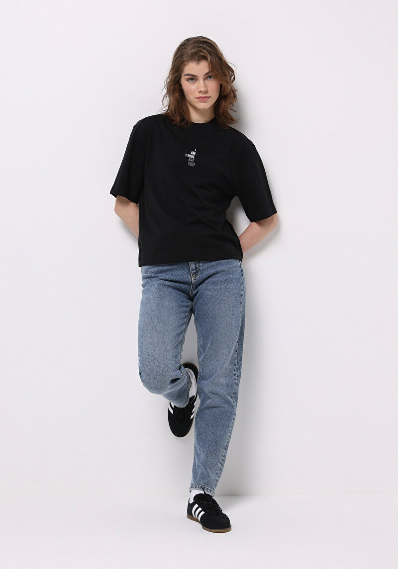 Afișați detalii pentru Pantaloni De Dama Albastru Mom Fit 896  Maria Cl1077118