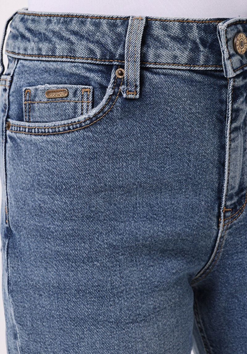 Afișați detalii pentru Pantaloni De Dama Albastru Mom Fit 896  Maria Cl1077118