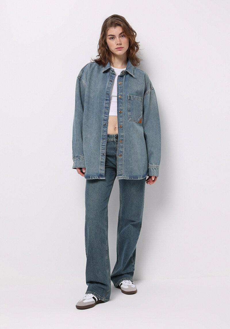 Afișați detalii pentru Pantaloni De Dama Albastru Straight Fit  Cl1077128