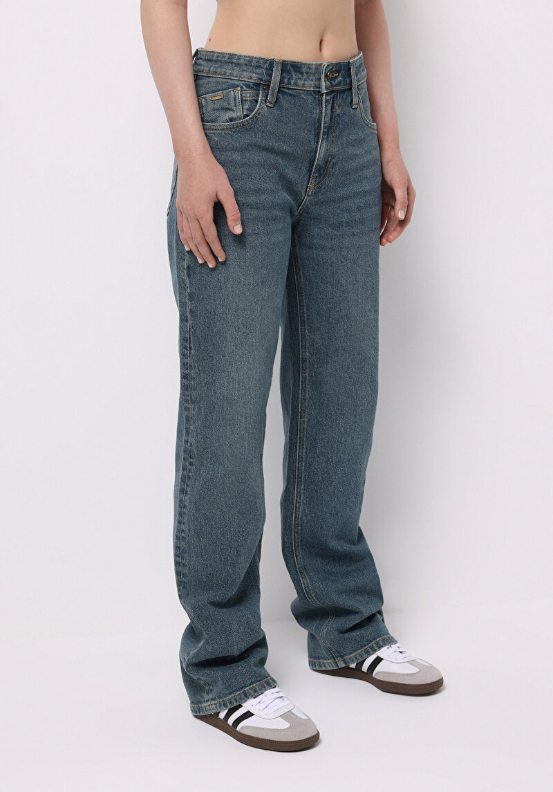 Afișați detalii pentru Pantaloni De Dama Albastru Straight Fit  Cl1077128