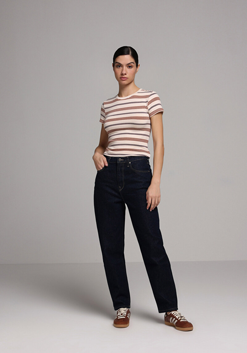 Imagine a Pantaloni De Dama Albastru Inchis Mom Fit 896  Maria Cl1078233