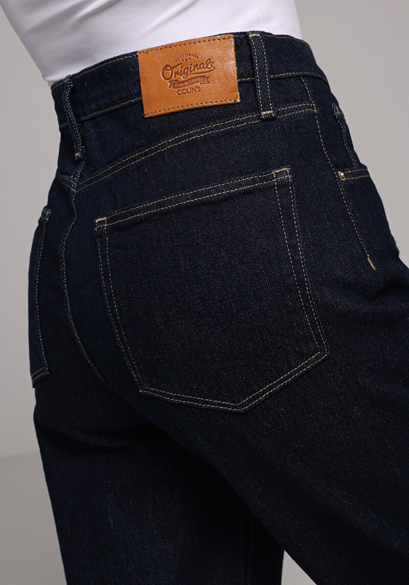 Afișați detalii pentru Pantaloni De Dama Albastru Inchis Mom Fit 896  Maria Cl1078233