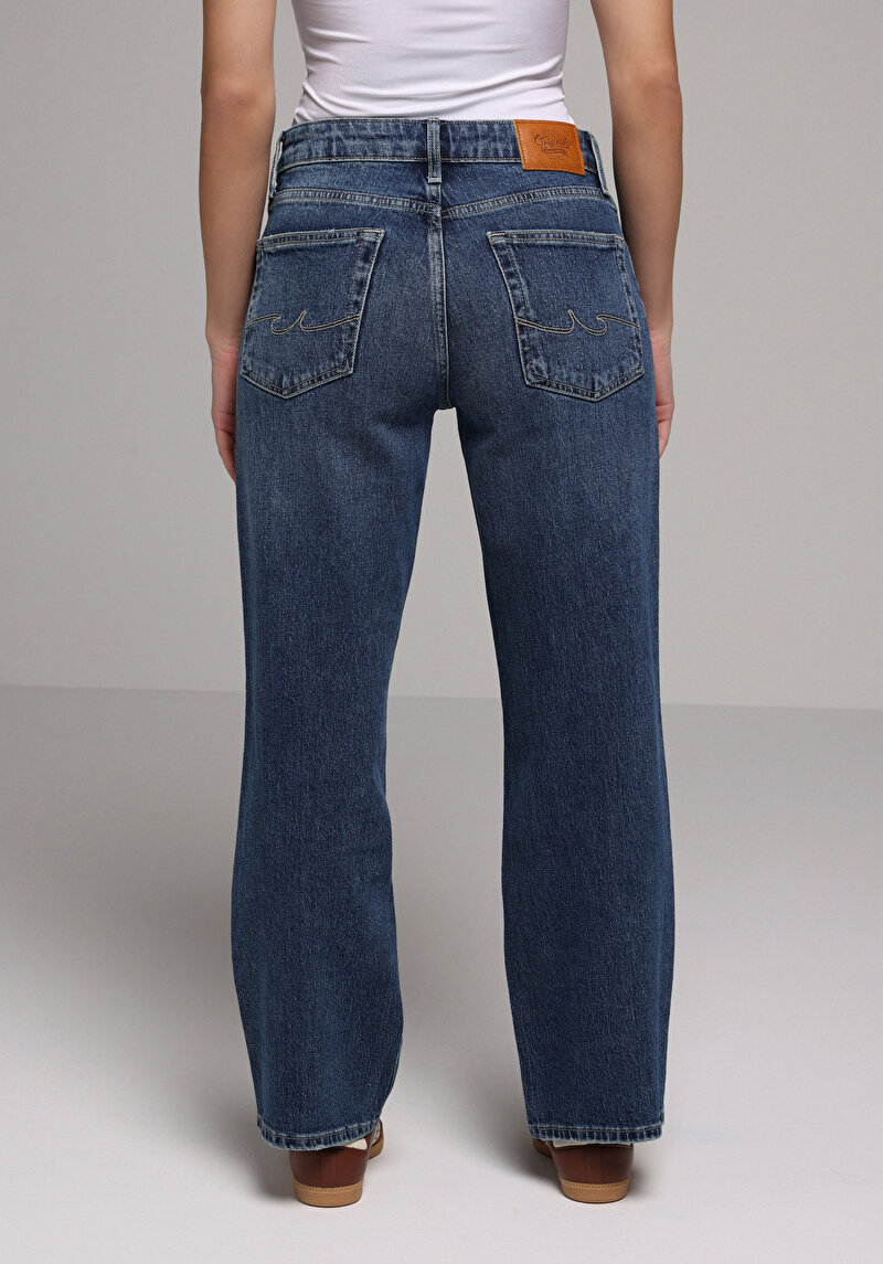 Imagine a Pantaloni De Dama Albastru Straight Fit Cl1078431