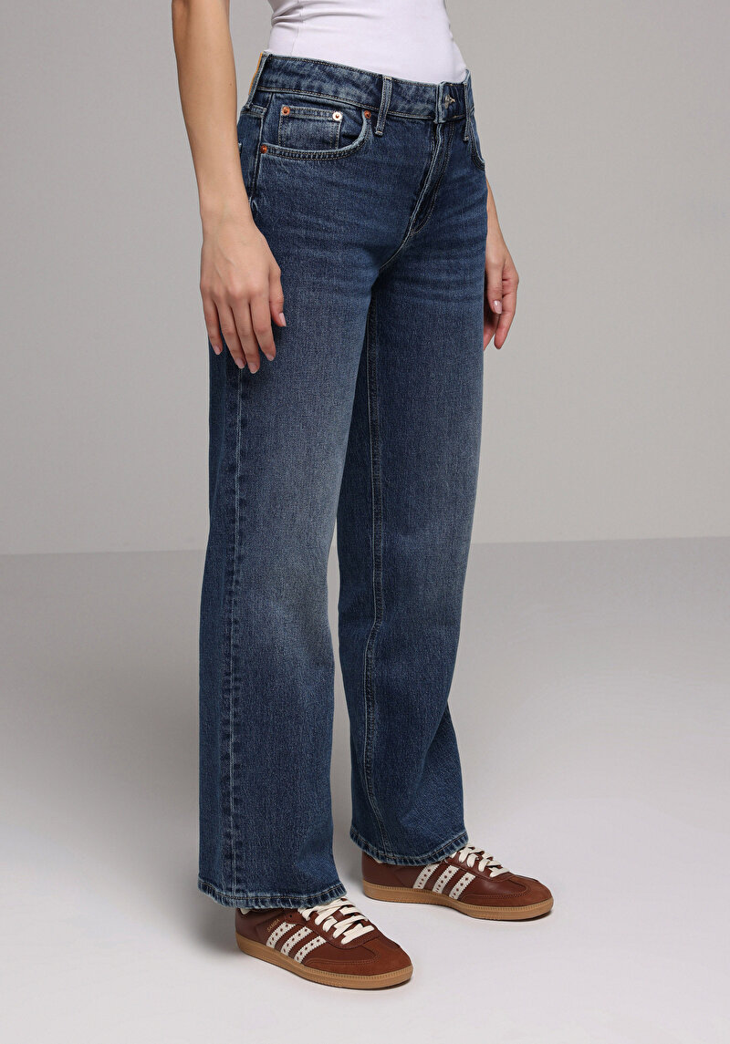 Imagine a Pantaloni De Dama Albastru Straight Fit Cl1078431