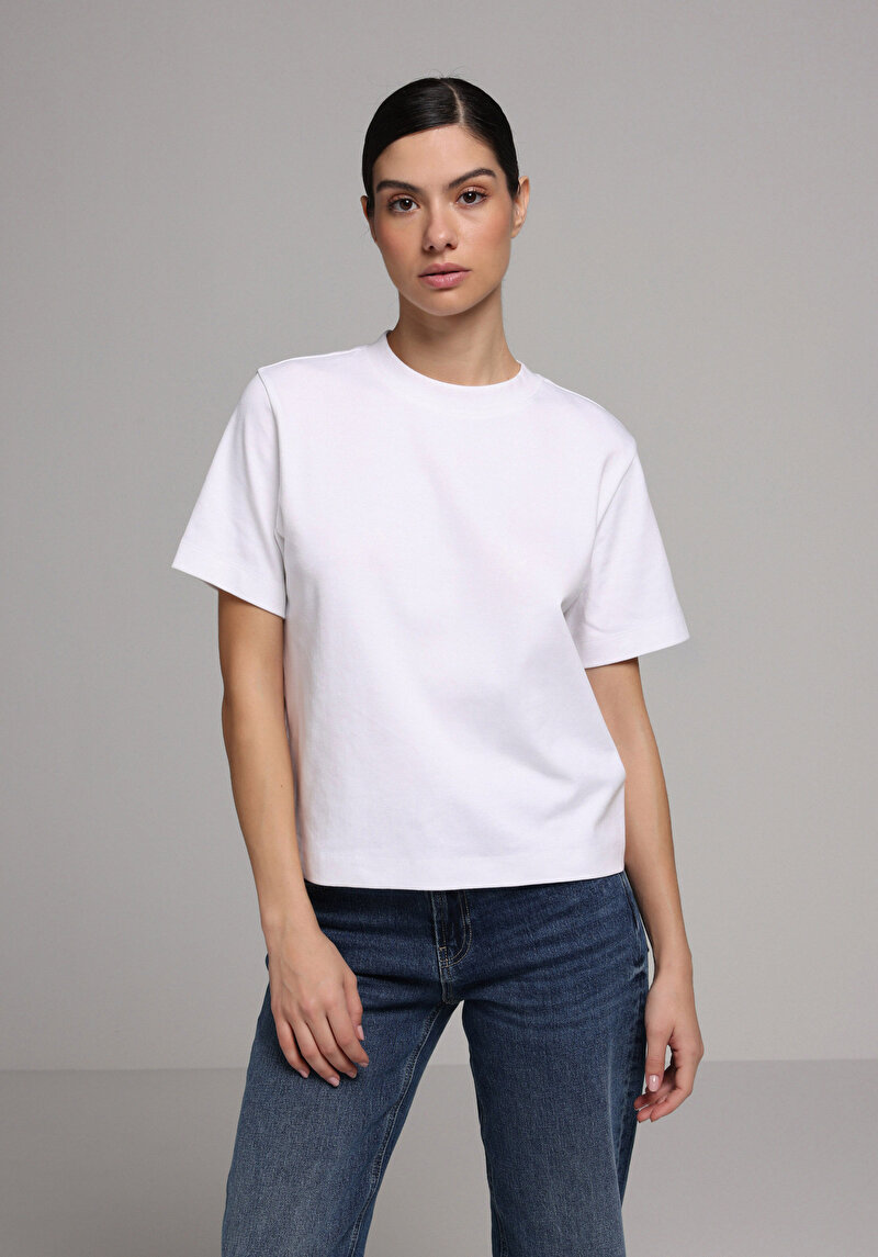 Imagine a Tricou Cu Maneca Scurta De Dama Alb Boxy Fit Cl1079037