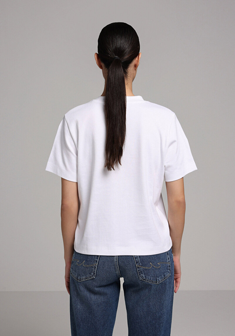 Imagine a Tricou Cu Maneca Scurta De Dama Alb Boxy Fit Cl1079037