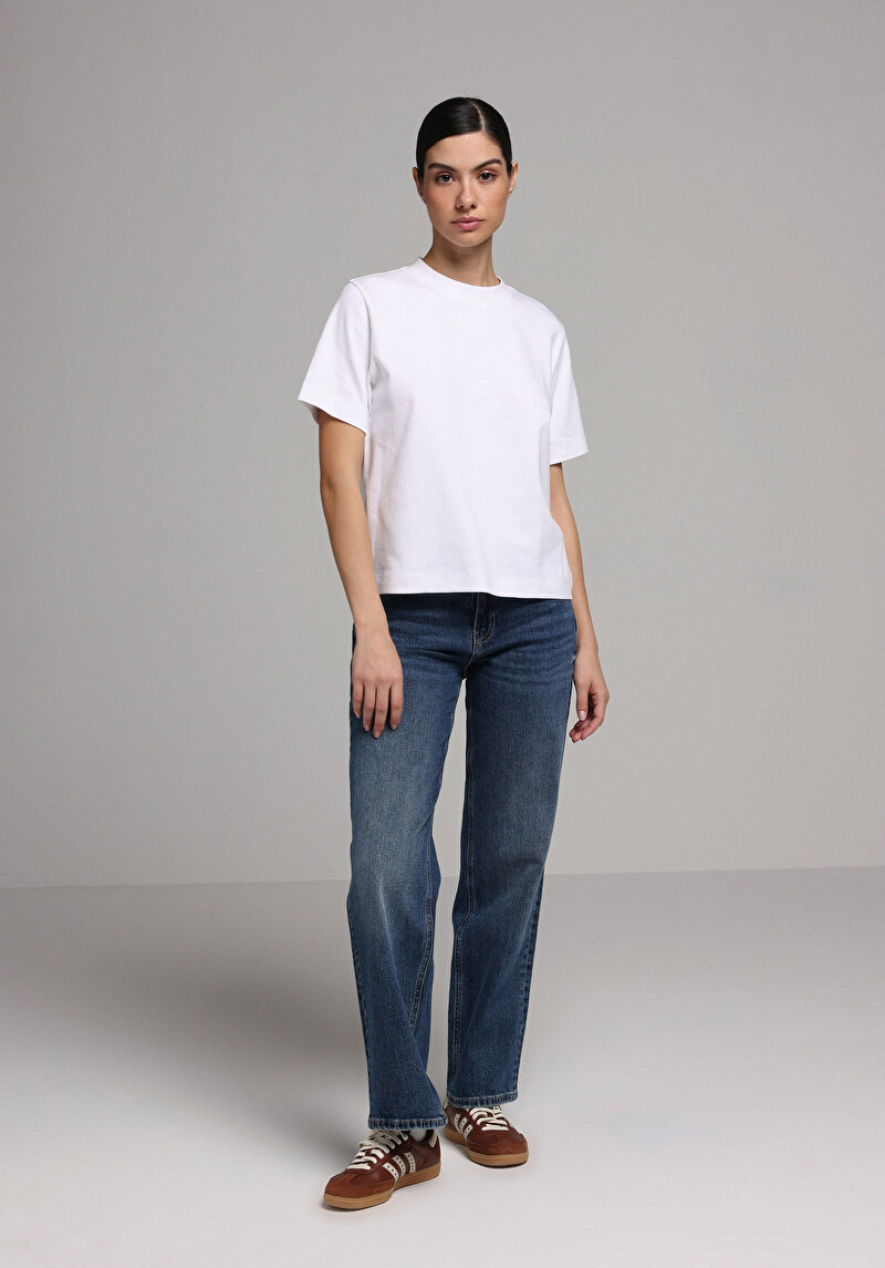 Imagine a Tricou Cu Maneca Scurta De Dama Alb Boxy Fit  Cl1079037