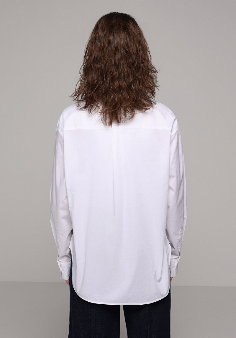 Afișați detalii pentru Camasa Cu Maneca Lunga De Dama Alb Boyfriend Fit  Cl1078110