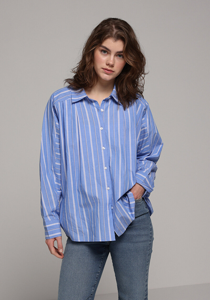 Imagine a Camasa Cu Maneca Lunga De Dama Albastru Fashion Fit Cl1078111