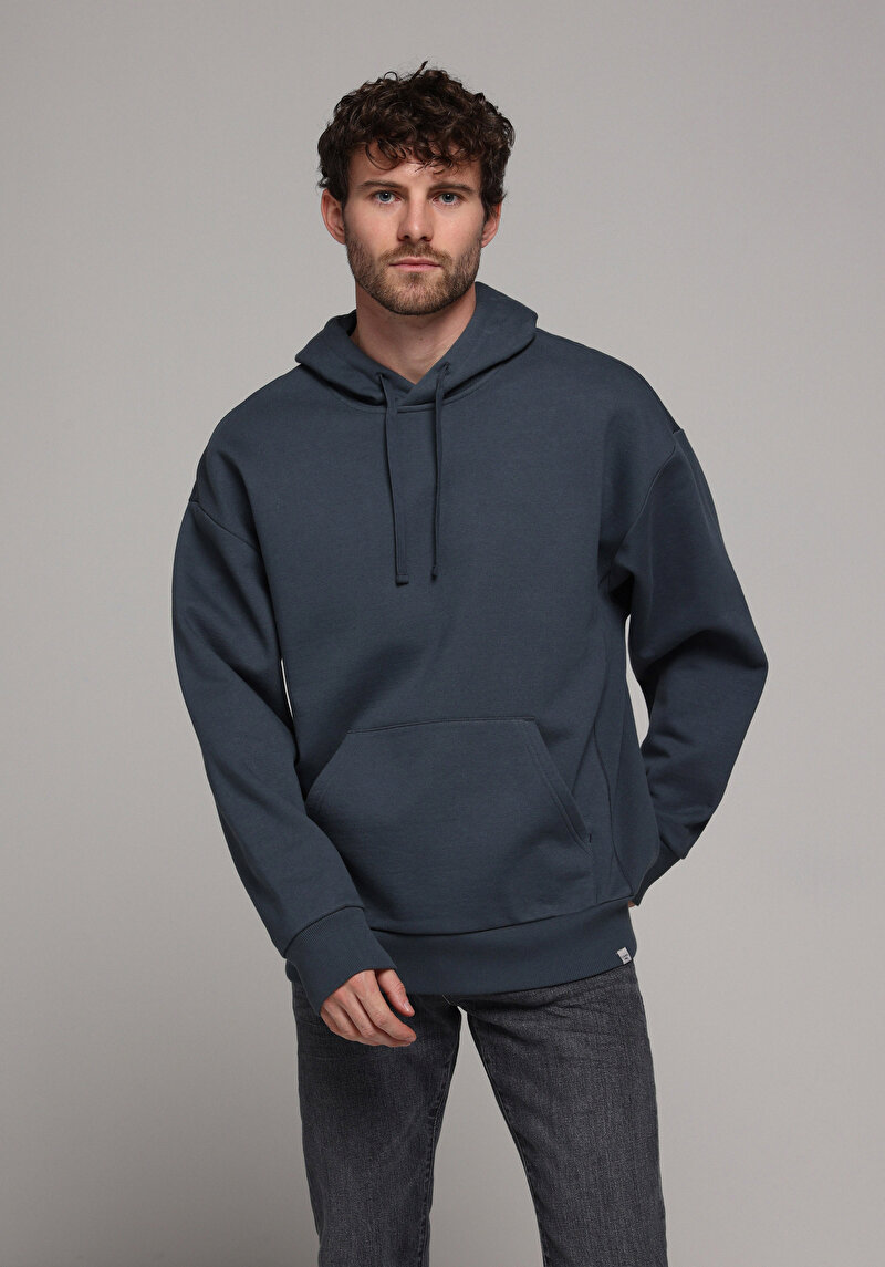 Imagine a Hanorac / Bluza De Barbati Albastru Oversize Fit Cl1076494