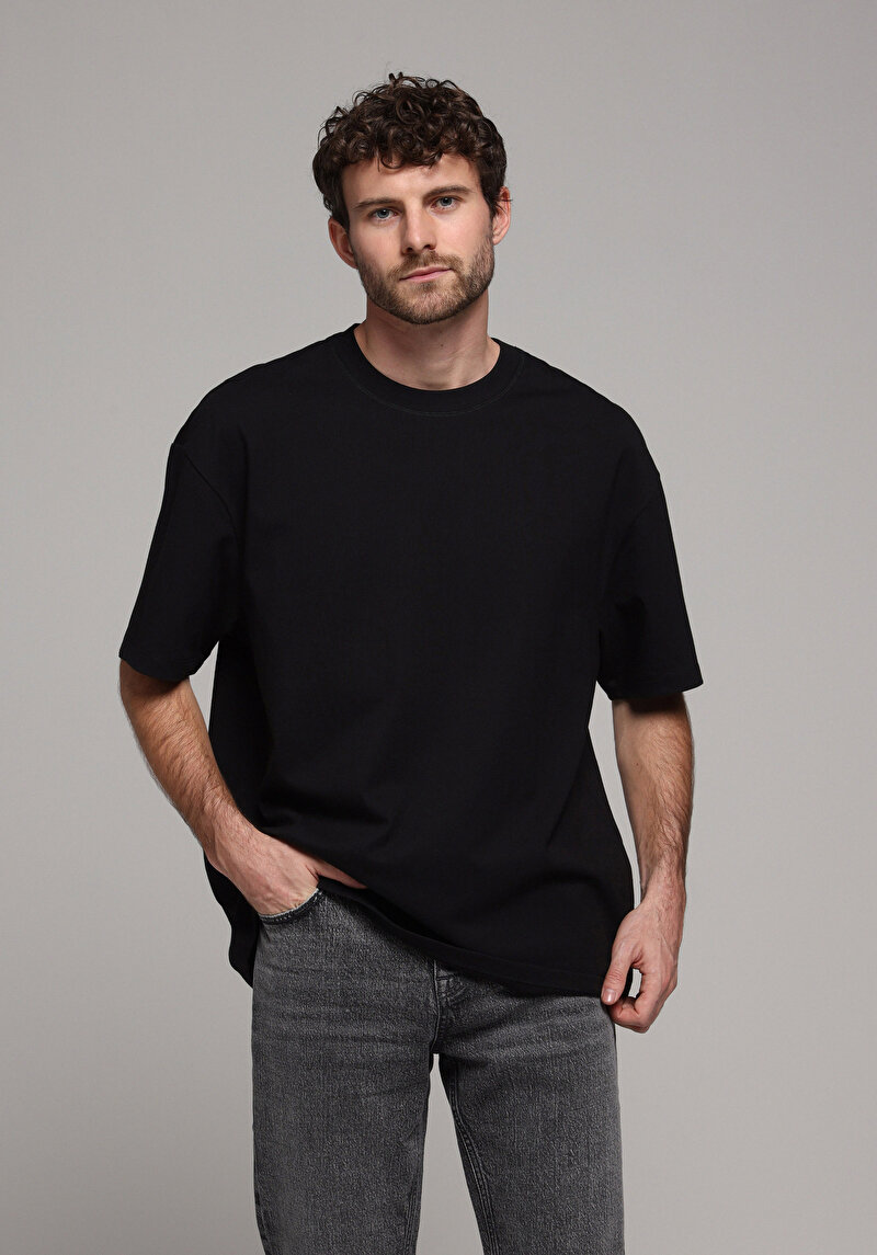 Imagine a Tricou Cu Maneca Scurta De Barbati Negru Oversize Fit  Cl1080061