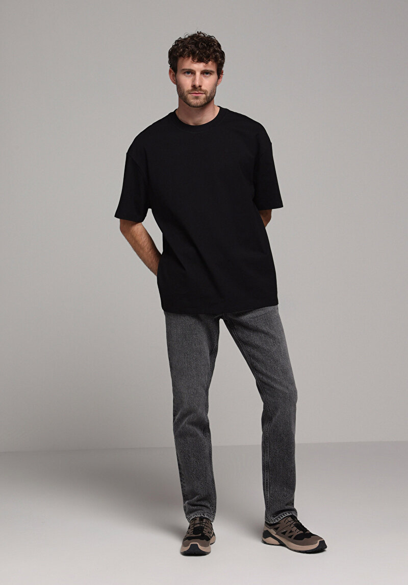 Imagine a Tricou Cu Maneca Scurta De Barbati Negru Oversize Fit  Cl1080061