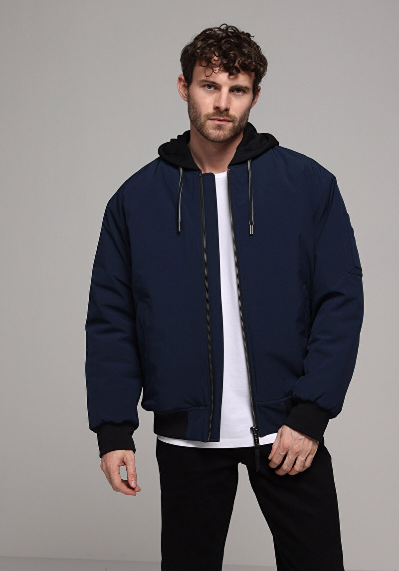 Imagine a Jacheta De Barbati Albastru Marin Oversize Fit Cl1077944