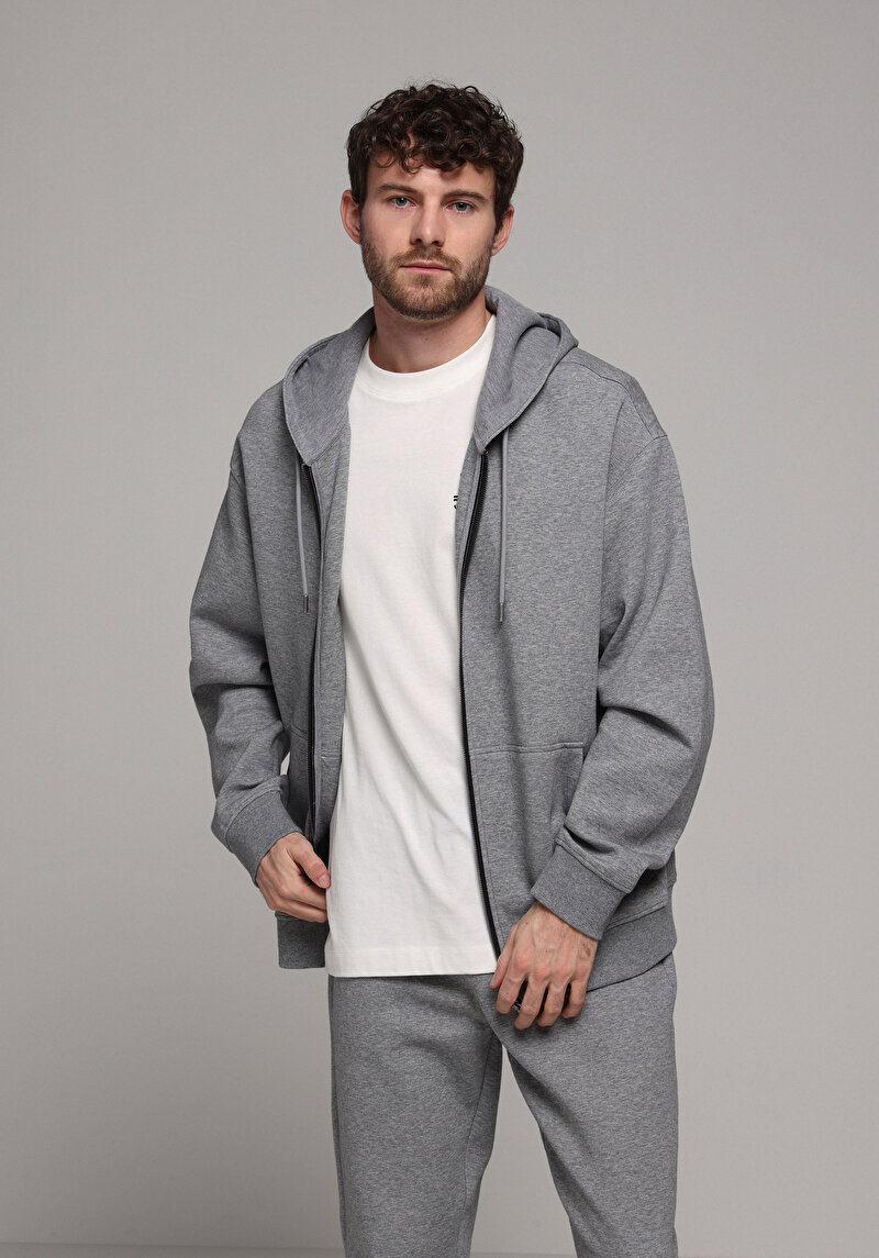 Imagine a Hanorac / Bluza De Barbati Gri Oversize Fit Cl1078142