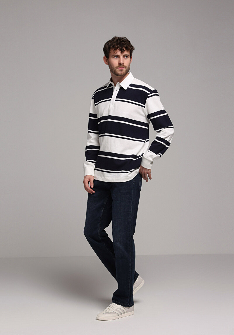 Afișați detalii pentru Tricou Cu Maneca Lunga De Barbati Albastru Marin Comfort Fit  Cl1077434