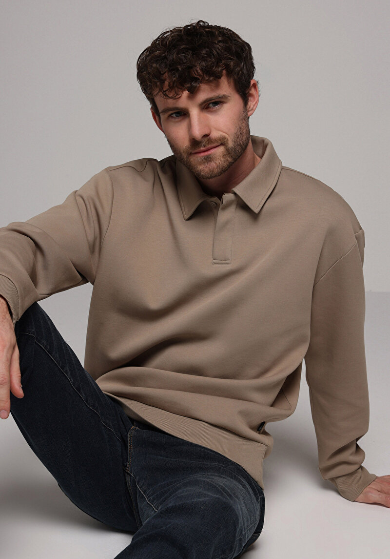 Imagine a Hanorac / Bluza De Barbati Bej Comfort Fit Cl1077621
