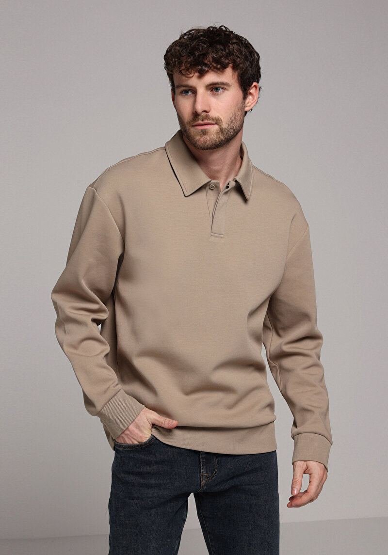 Imagine a Hanorac / Bluza De Barbati Bej Comfort Fit Cl1077621