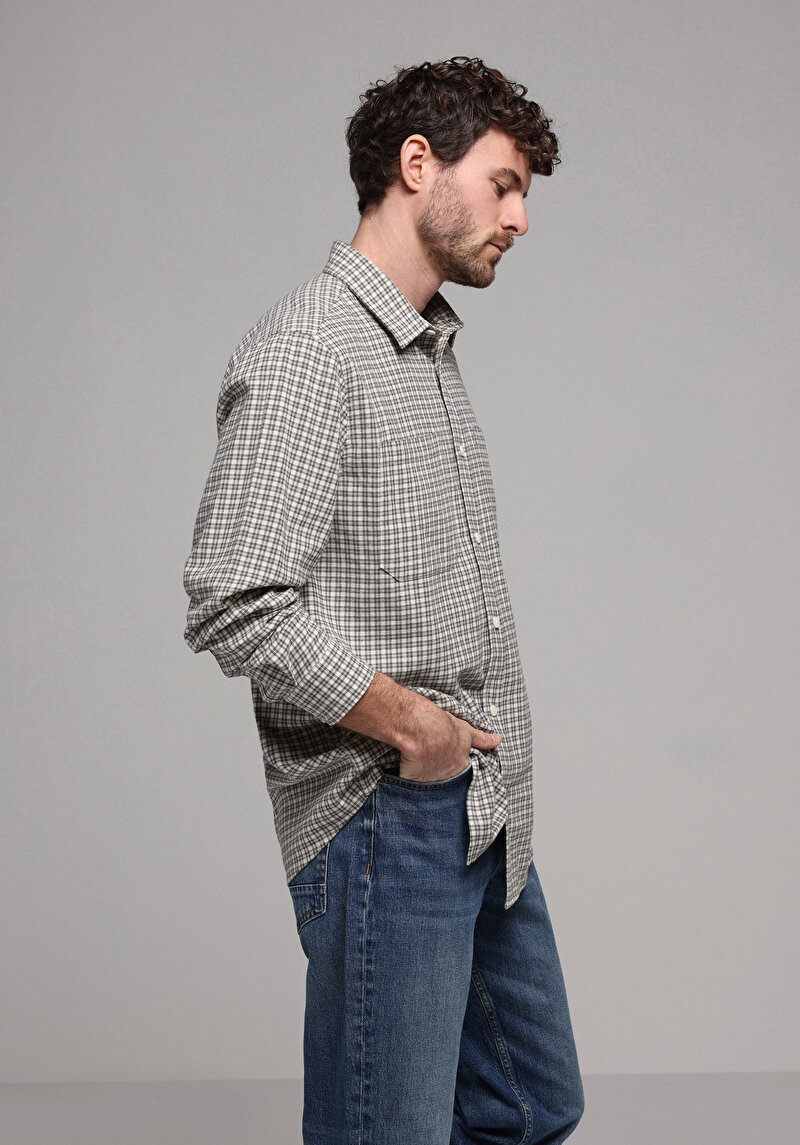 Imagine a Camasa Cu Maneca Lunga De Barbati Ecru Comfort Fit  Cl1077705