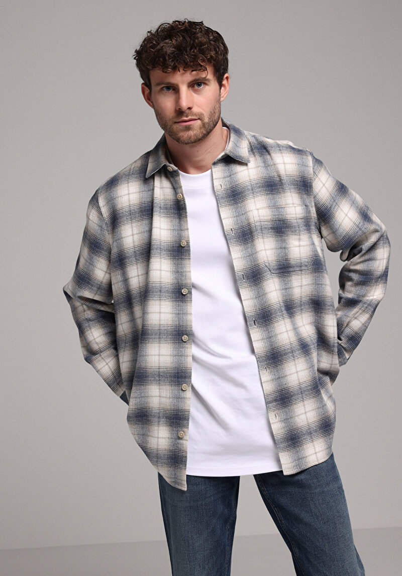 Imagine a Camasa Cu Maneca Lunga De Barbati Albastru Comfort Fit  Cl1077505