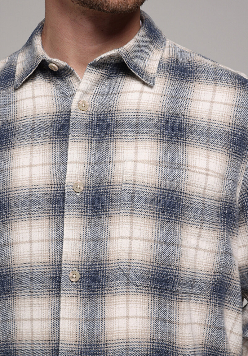 Imagine a Camasa Cu Maneca Lunga De Barbati Albastru Comfort Fit Cl1077505